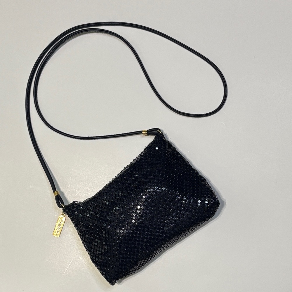 Whiting & Davis Black Metal Mesh Mini Shoulder Bag Evening Purse